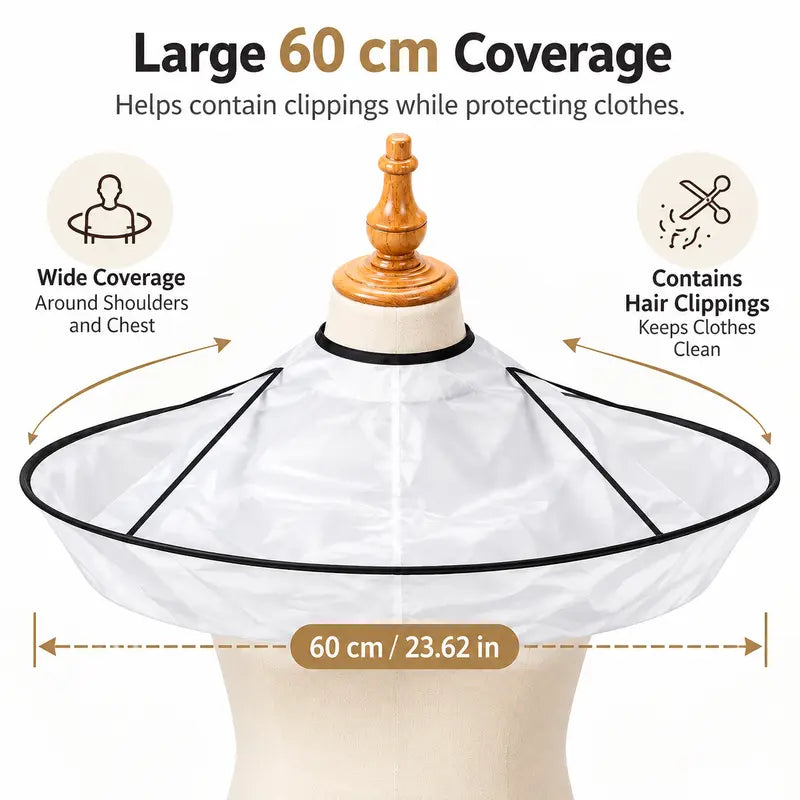 Wearable Barber Hair Cutting Cape, Foldable Hair Catching Pocket Design Haircut Cloak