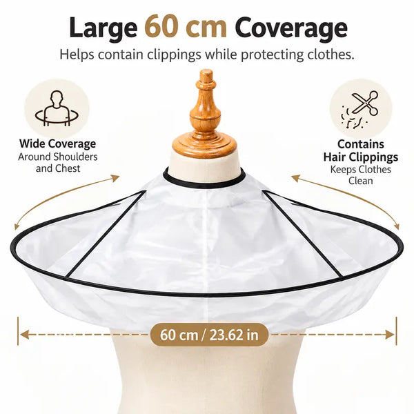 Wearable Barber Hair Cutting Cape, Foldable Hair Catching Pocket Design Haircut Cloak
