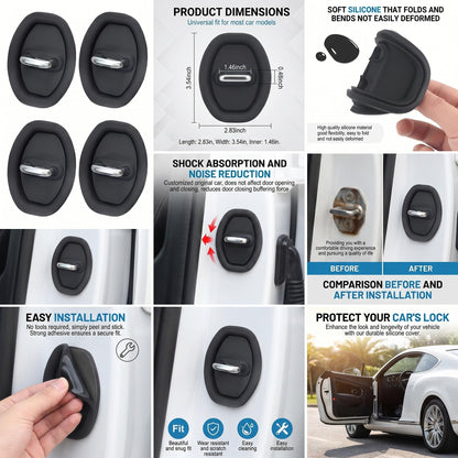 4Pcs Car Door Latch Shock-Absorbing Protective Cover, Silicone Door Latch Guard  for Most Cars, Trucks, and SUVs