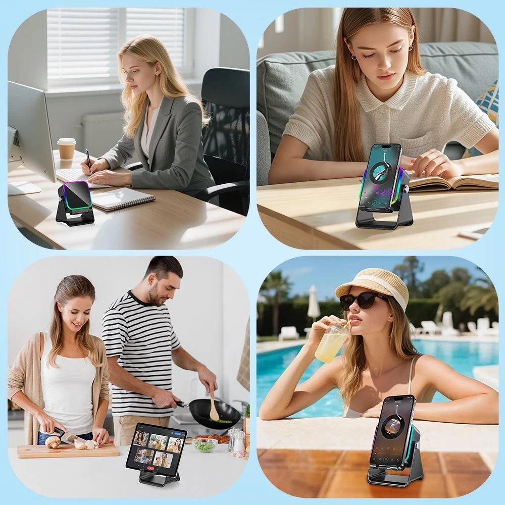 Wireless Induction Speaker 5-in-1 Bluetooth Speaker With Phone Stand Holder