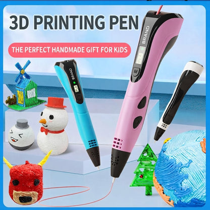 3D Printing Pen Set with Display - Includes 3 Starter Colors of PLA Filament, Stencil Book