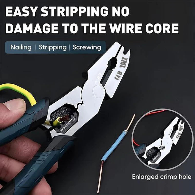6-In-1 Multi-Function Wire Stripper Pliers CR-V Steel Diagonal Cutters