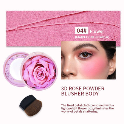 3D Rose Petal Blush Highlights Natural Makeup