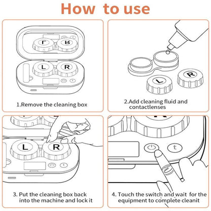 Ultrasonic Rechargeable Contact Lens Cleaner with Vanity Mirror - Portable Case for Hard & Soft Lenses