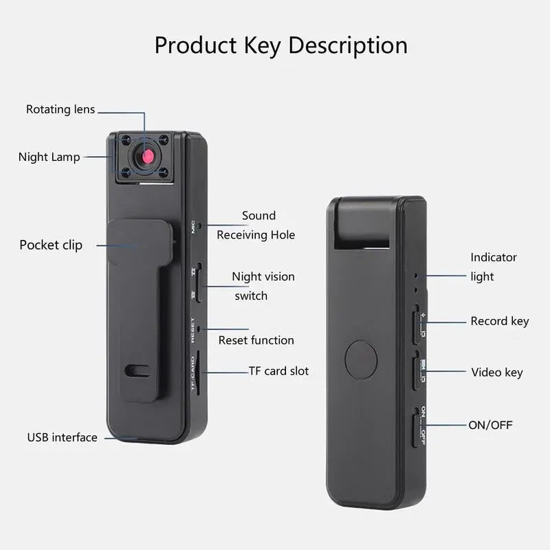 1080P HD Wearable Body Camera Audio Video Recording Night Vision Sports
