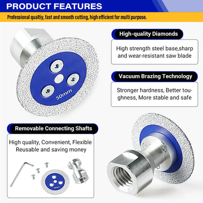 3PCS Diamond Cut-Off Wheels w/ Flange - Multi-Material Cutting/Engraving Disc for Tile