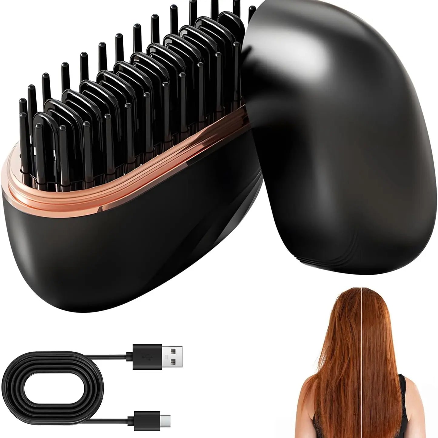 Rechargeable Wireless Portable Hair Straightener Brush