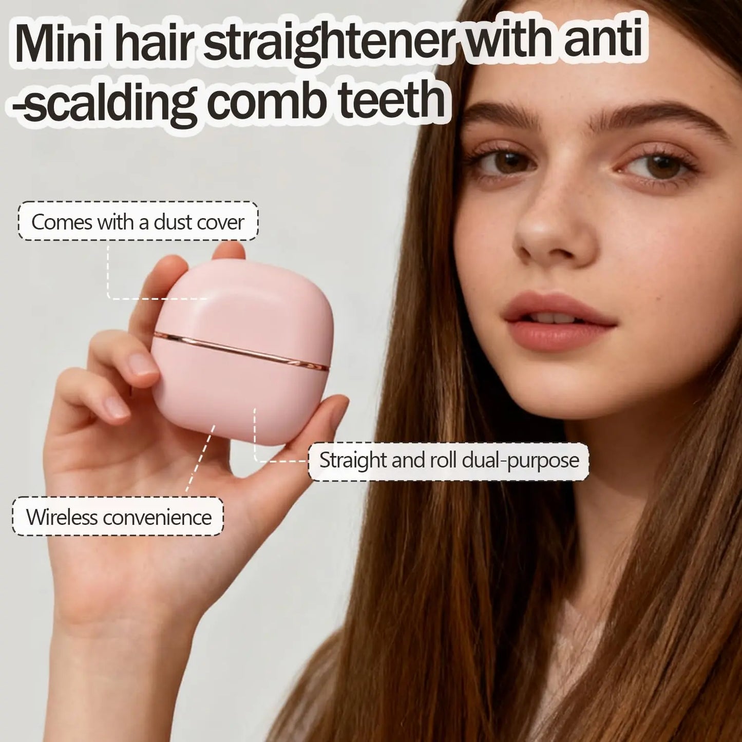 Rechargeable Wireless Portable Hair Straightener Brush