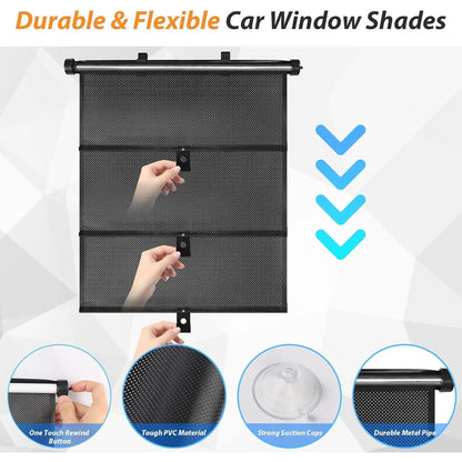 2 Pack Retractable Sun Shades for Blocks Heat and UV Rays Glare Protection