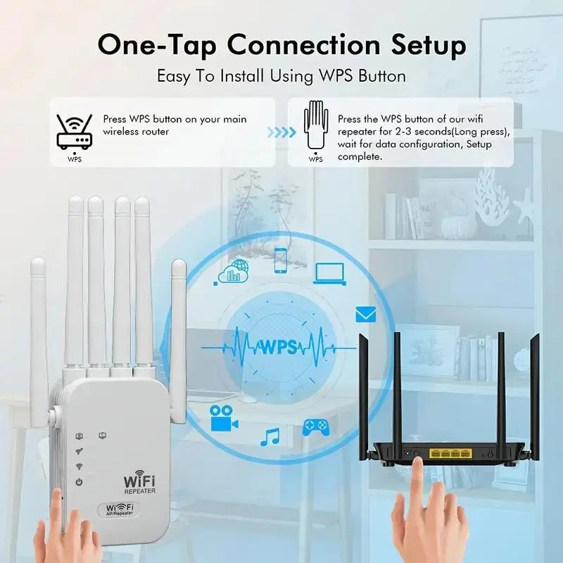 1200Mbps Dual Band Repeater (5GHz/2.4GHz) WiFi Booster