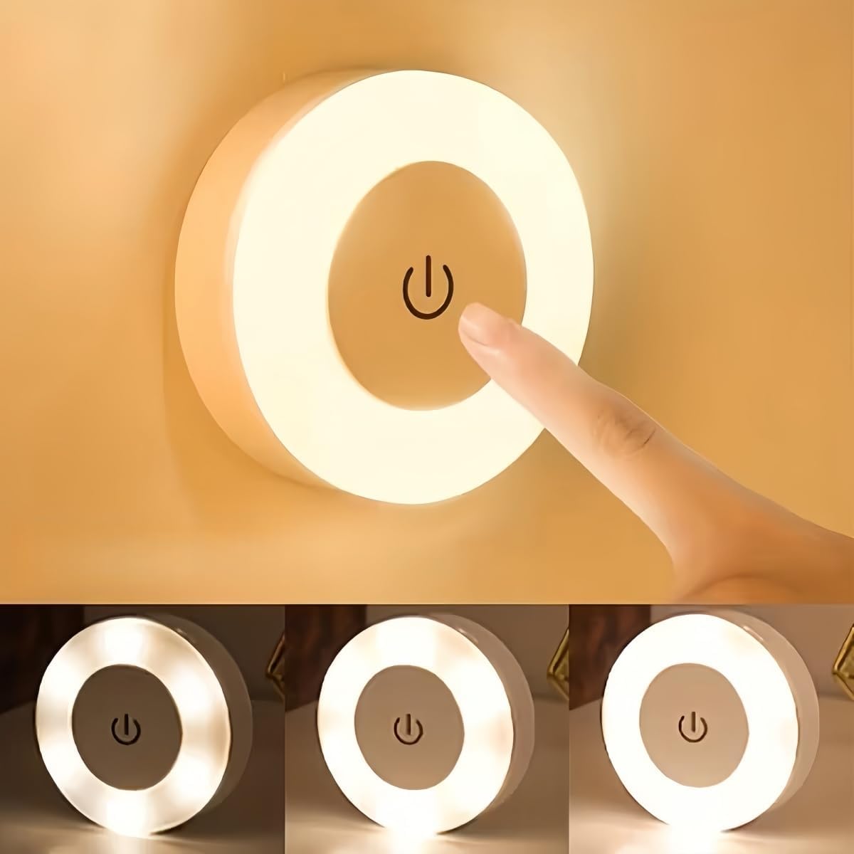 4Pcs Minimalist LED Touch Sensor Switch Light, 3-Level Adjustable , Suitable for Walls, Closets, Kitchens, Under cabinets, and countertops.
