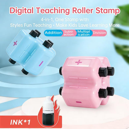 4 in 1 Math Roller Stamp and Addition Subtraction Multiplication Division Tool