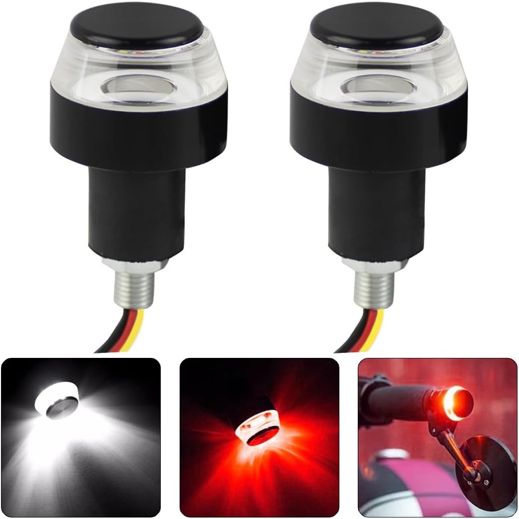 2 PCS Motorcycle Handle Bar End Light Dual Color Turn Signal Light