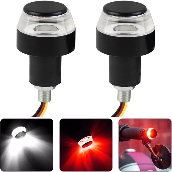 2 PCS Motorcycle Handle Bar End Light Dual Color Turn Signal Light