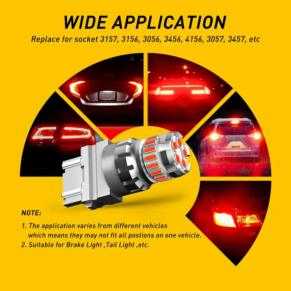 Red LED Blinking Flashing Strobe Brake Stop Tail Light Parking Bulbs
