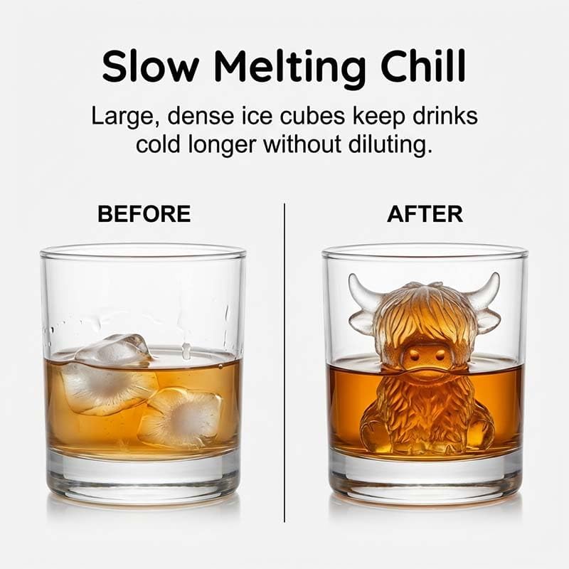 2 Pack 3D Highland Cow Ice Cube Silicone Mold