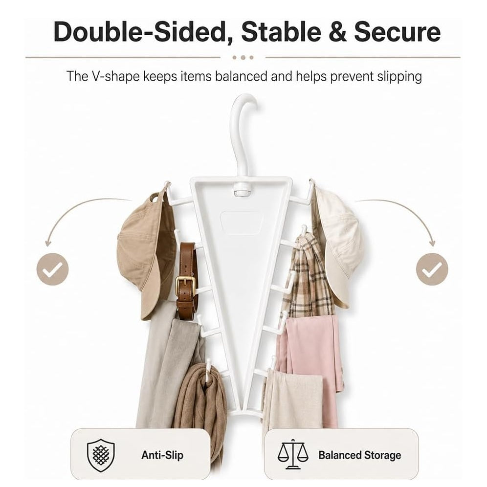 V Shape Double-Sided Closet Organizer Hanger with 12 Hooks
