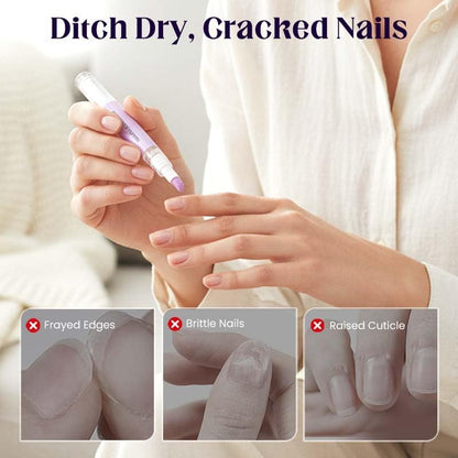 2-in-1 Nail Care Tool with Ceramic Cuticle Pusher & Moisturizing Oil