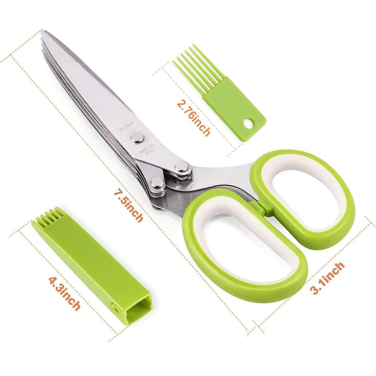 5 Blade Stainless Steel Kitchen Scissors with Cleaning Comb