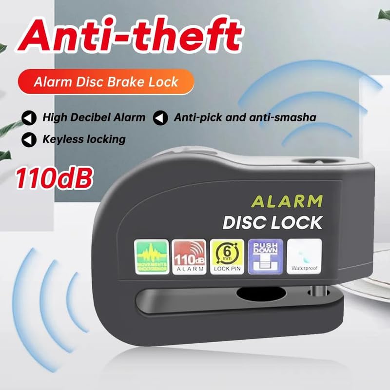 Brake Wheel Lock | Strong Motorcycle Alarm Disc Lock Anti-Theft biccle Brake Wheel Lock