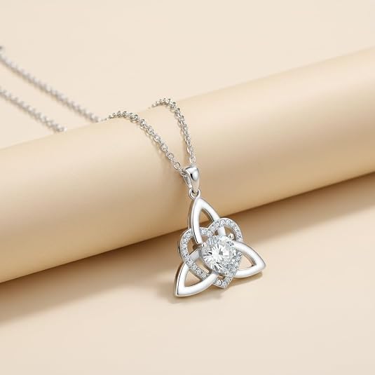 Celtic Knot Heart Necklace for Women Hypoallergenic Irish Celtic Jewelry