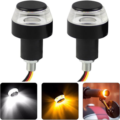 2 PCS Motorcycle Handle Bar End Light Dual Color Turn Signal Light