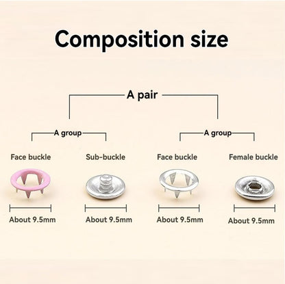 Manual Buckle Tool, Sewing Kit with 100pcs Metal Buttons