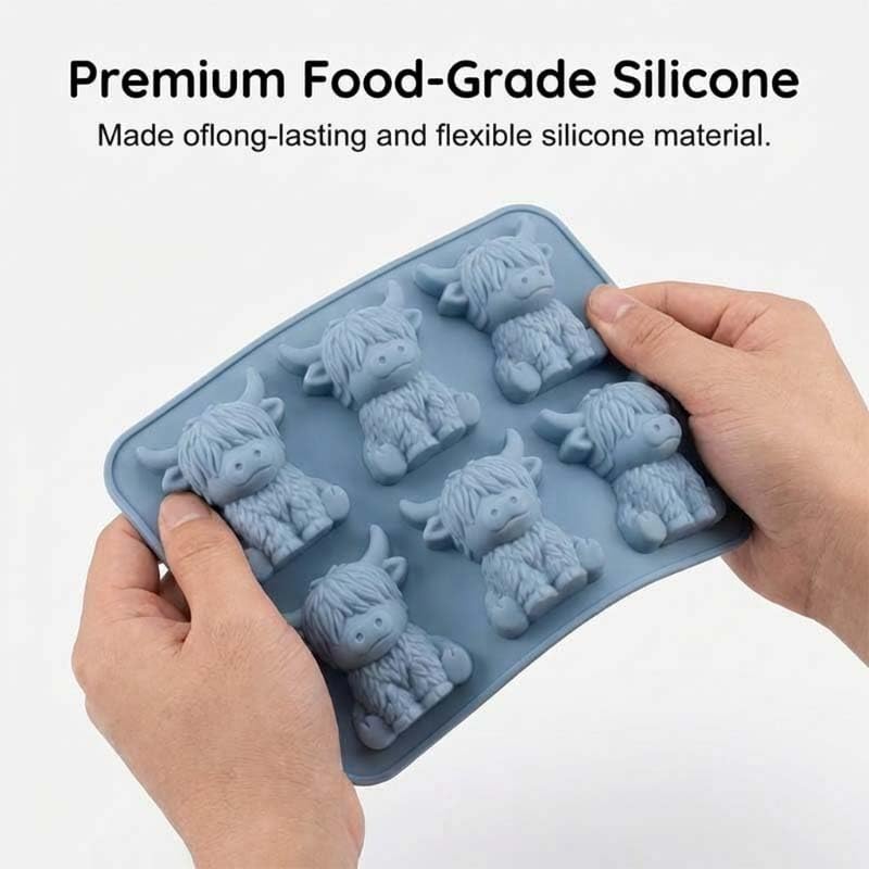 2 Pack 3D Highland Cow Ice Cube Silicone Mold