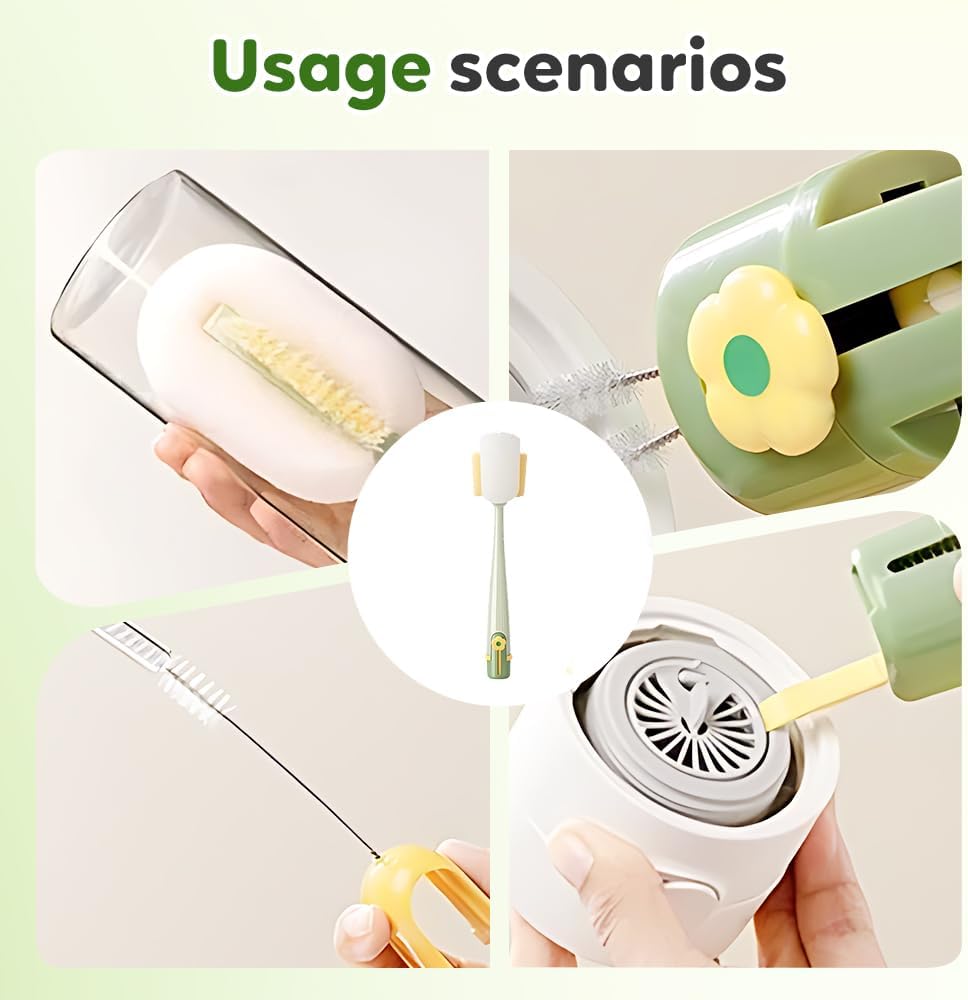 2 PCS 5-in-1 Multifunctional Bottle Cleaning Brush Set
