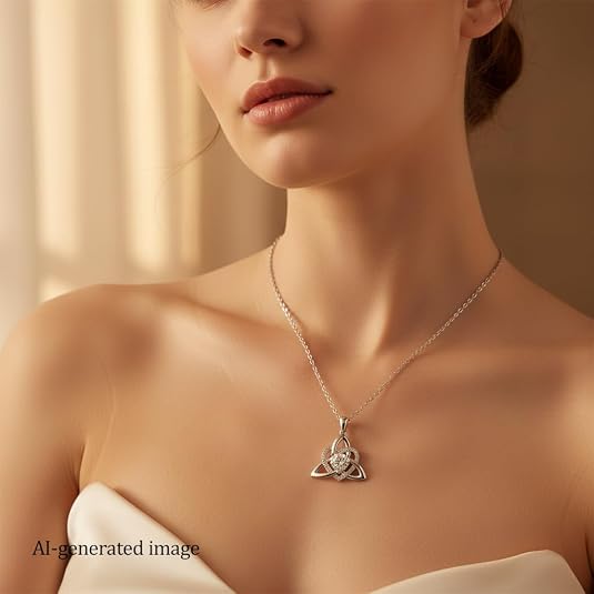 Celtic Knot Heart Necklace for Women Hypoallergenic Irish Celtic Jewelry