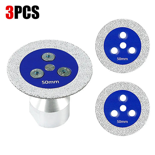 3PCS Diamond Cut-Off Wheels w/ Flange - Multi-Material Cutting/Engraving Disc for Tile