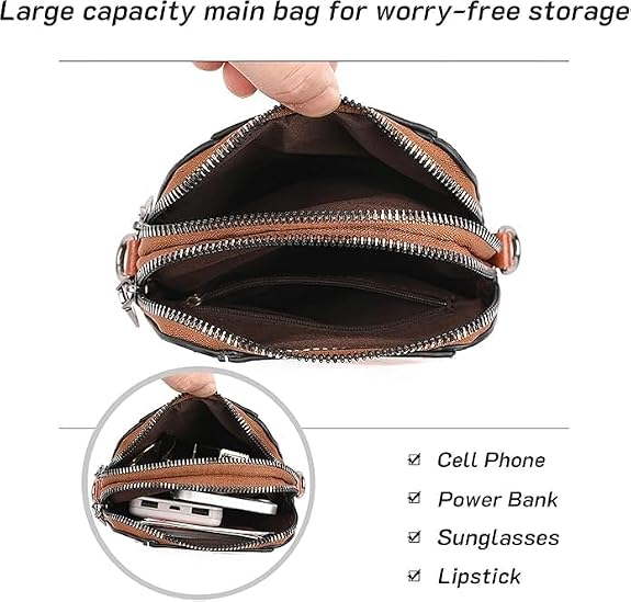 Women'S Soft  Leather Crossbody Retro Cell Phone Bag