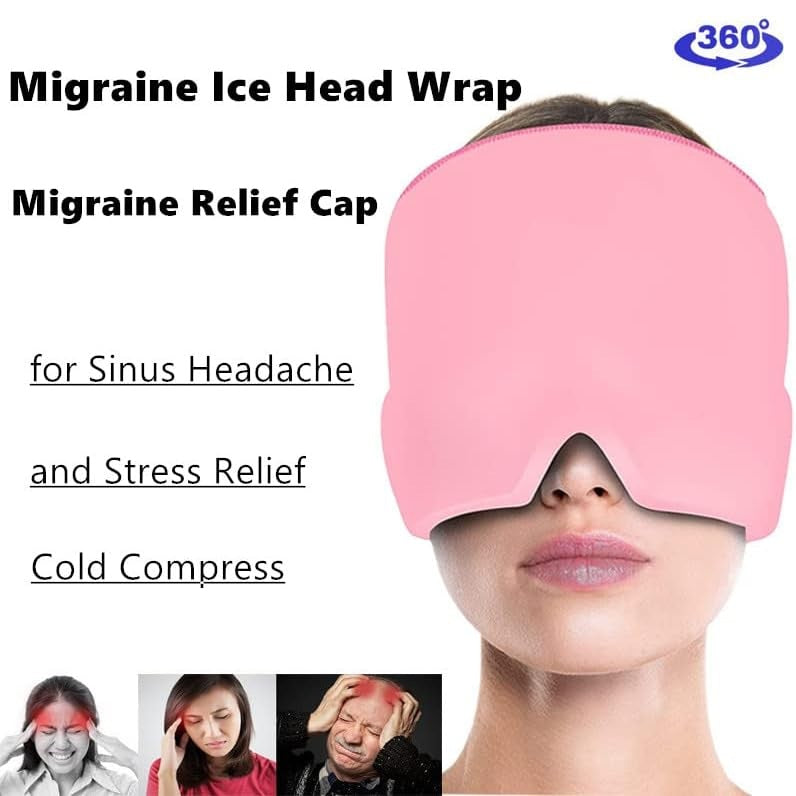 Headache Relief Hat Cold Therapy Ice Head Wrap Ice Pack Mask Cold Cap for Migraine Cap for Puffy Eyes