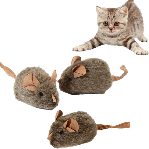 3 Pack Furry Cat Mouse Toy with Rattle Sound,Interactive Cat Toy 5.5” Realistic Size