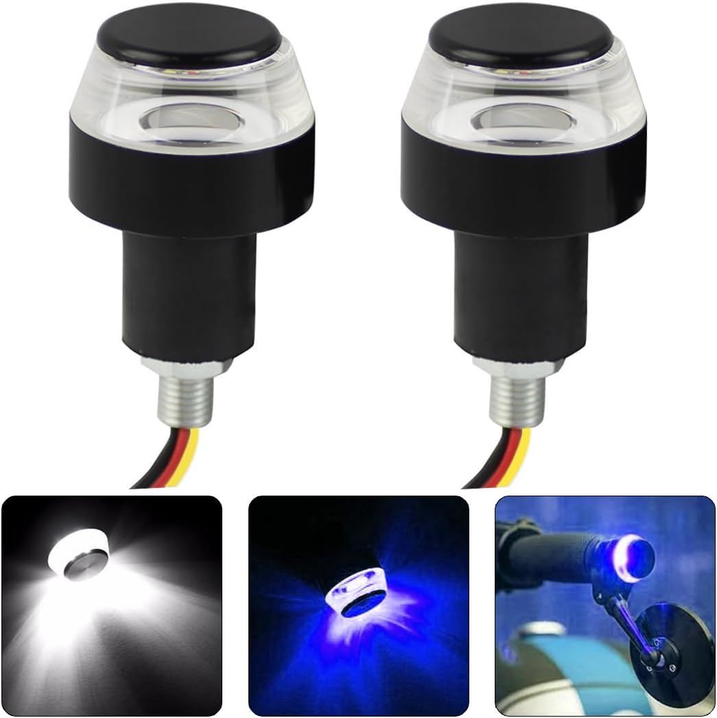 2 PCS Motorcycle Handle Bar End Light Dual Color Turn Signal Light