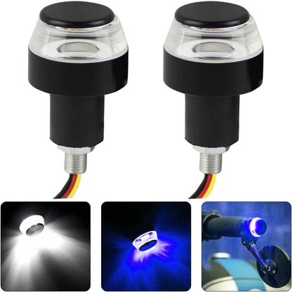 2 PCS Motorcycle Handle Bar End Light Dual Color Turn Signal Light