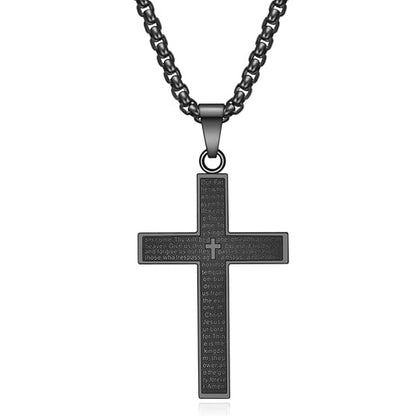 Rnivida Stainless Steel Lord's Prayer Cross Pendant Necklace