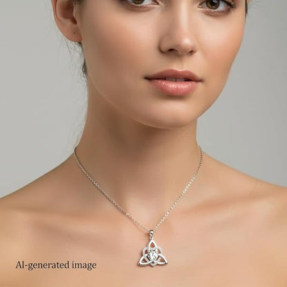 Celtic Knot Heart Necklace for Women Hypoallergenic Irish Celtic Jewelry