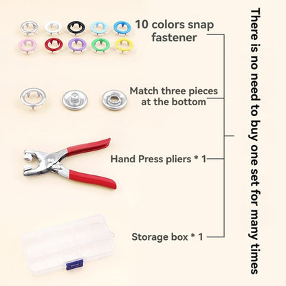 Manual Buckle Tool, Sewing Kit with 100pcs Metal Buttons