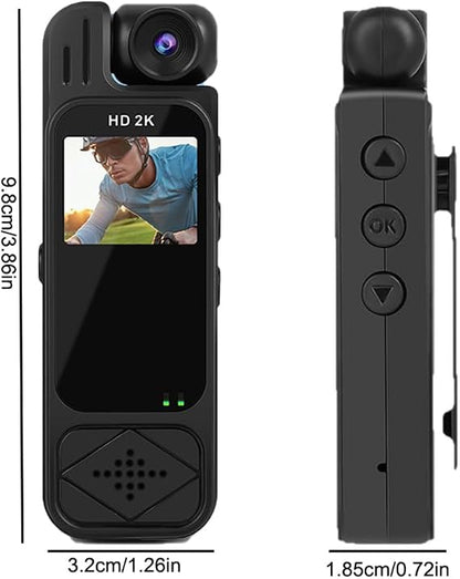HD 4K 10 Hrs Portable Video Recorder with 180° Rotatable Lens Wearable Camcorder