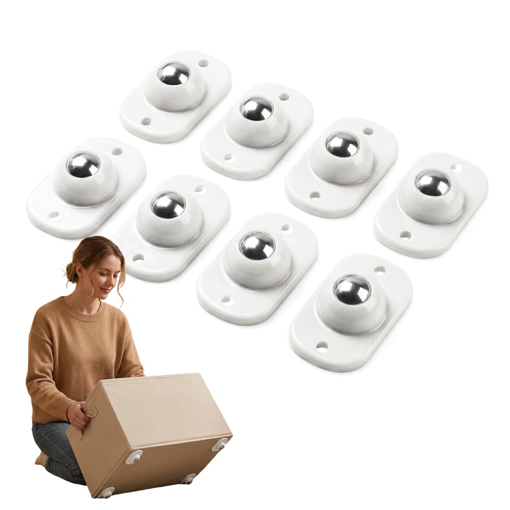 8 Counts 360° Swivel Universal Self Adhesive Caster Wheels for Kitchen Appliances, Coffee Makers, Storage Boxes