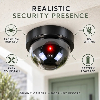 Large Dome Dummy Security Camera with Flashing Red LED