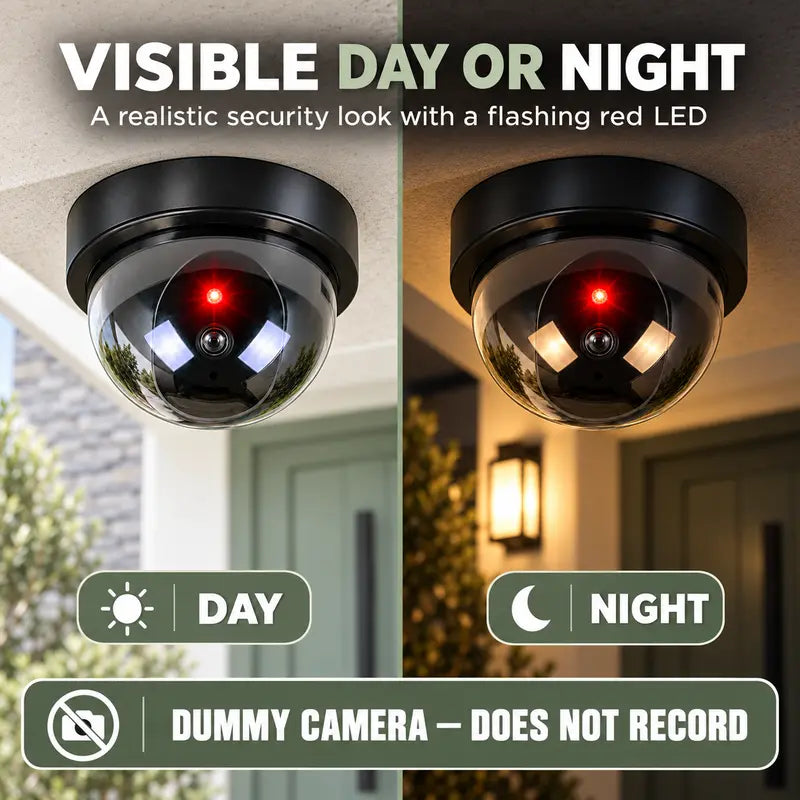 Large Dome Dummy Security Camera with Flashing Red LED