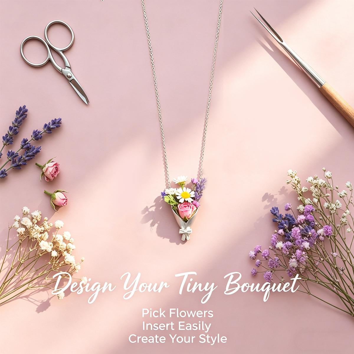 Flower arrangement necklace and earring set - Instagram-worthy personalized wearable bouquet jewelry