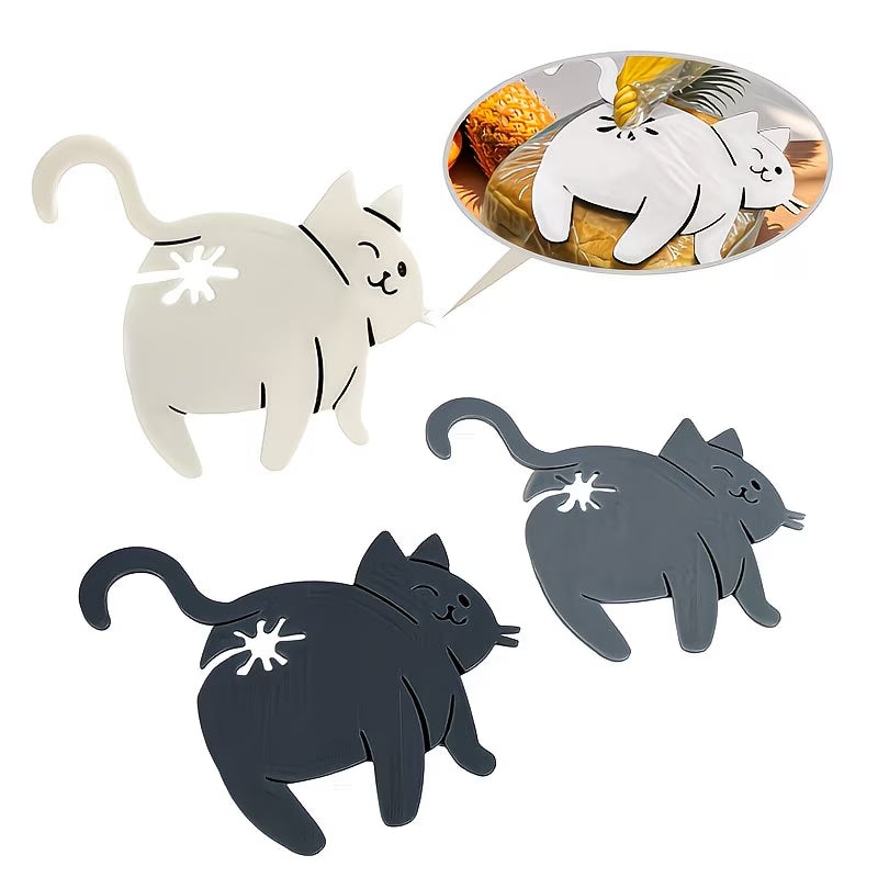 Food Bag Sealing Clips Featuring Adorable Cat Rear Designs