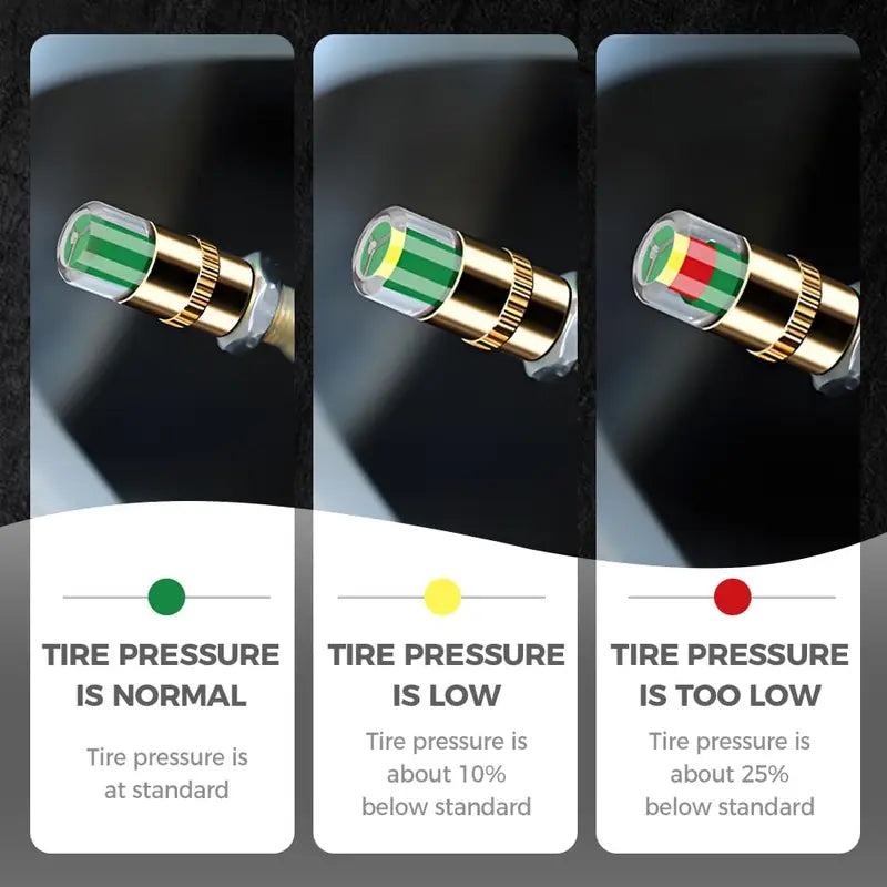 4-Pack Vibrant Red-Green Car Tire Pressure Monitoring Tools