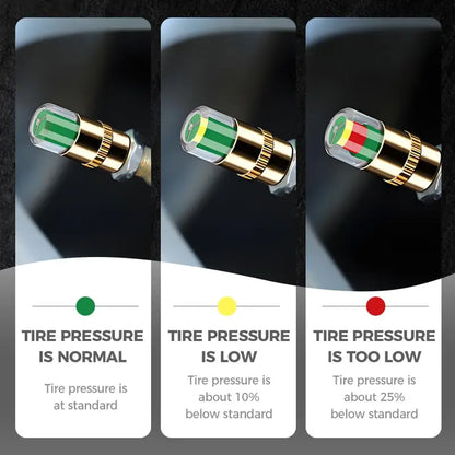 4-Pack Vibrant Red-Green Car Tire Pressure Monitoring Tools
