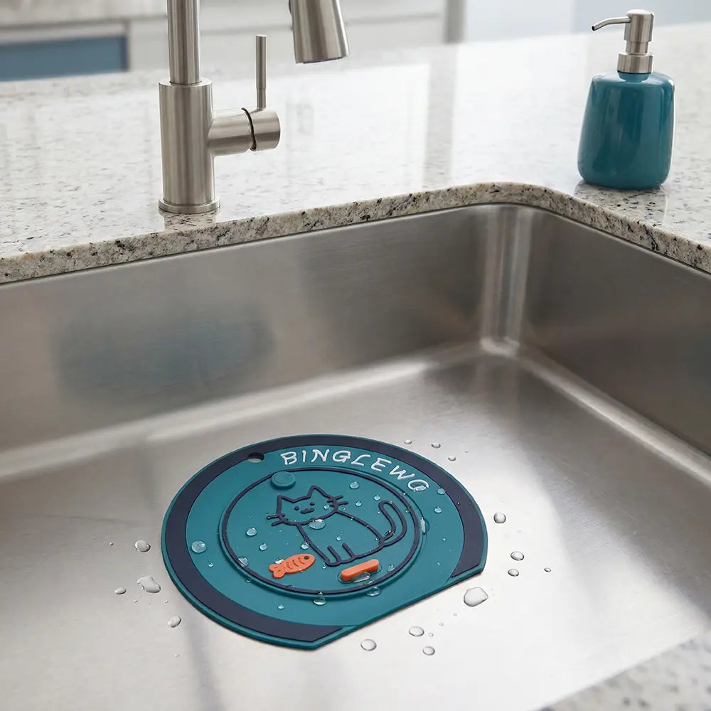 Cute Cartoon Cat Round Drain Cover for Home Kitchens and Bathrooms