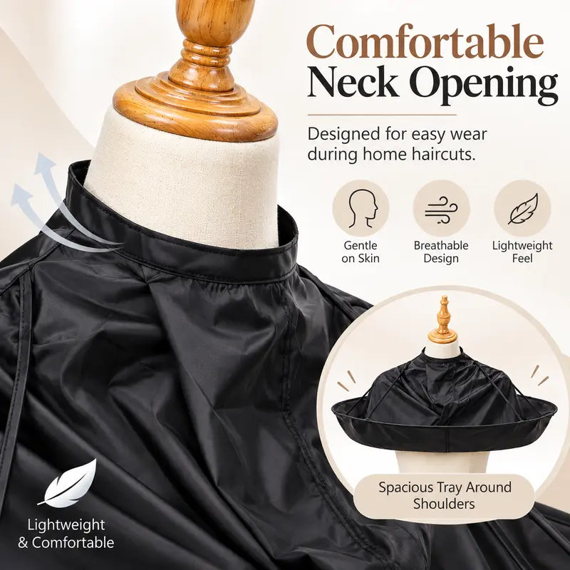 Wearable Barber Hair Cutting Cape, Foldable Hair Catching Pocket Design Haircut Cloak