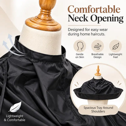 Wearable Barber Hair Cutting Cape, Foldable Hair Catching Pocket Design Haircut Cloak